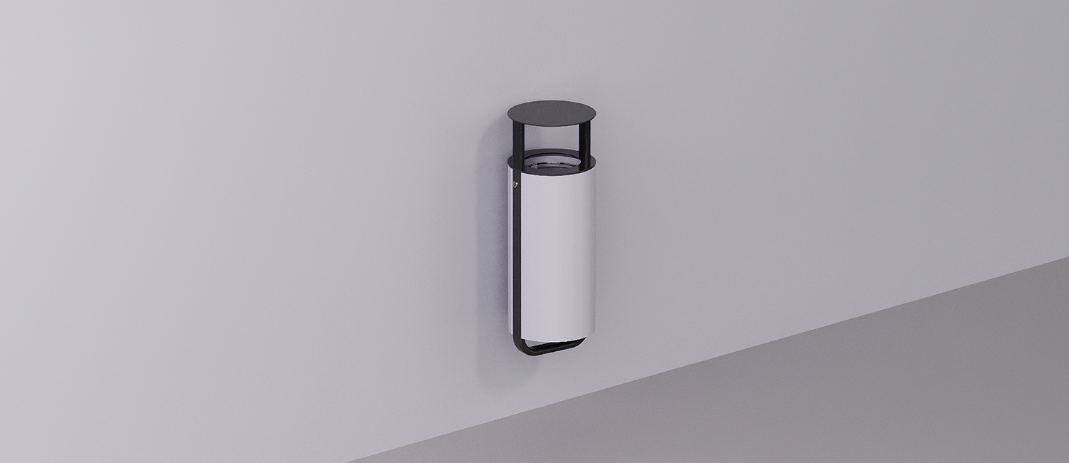 Diapason litter bin wall mounting with lid