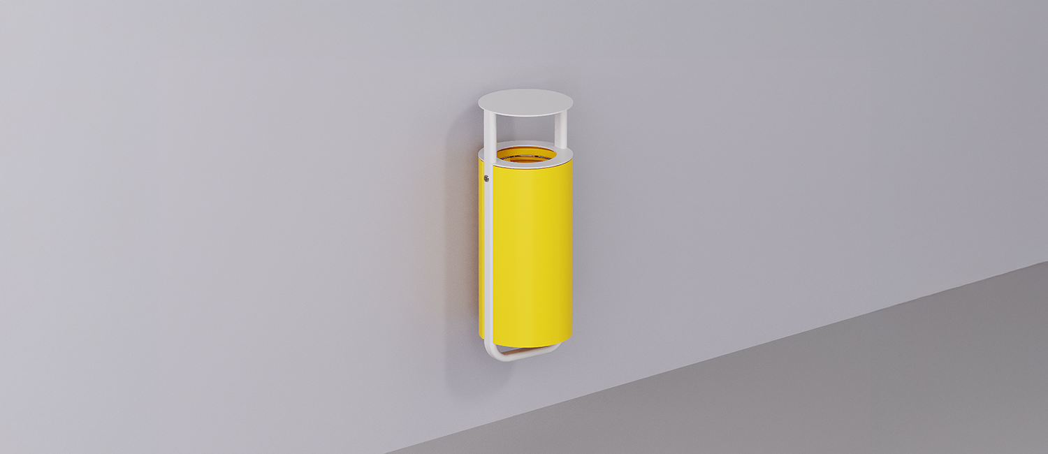 Diapason litter bin wall mounting with lid