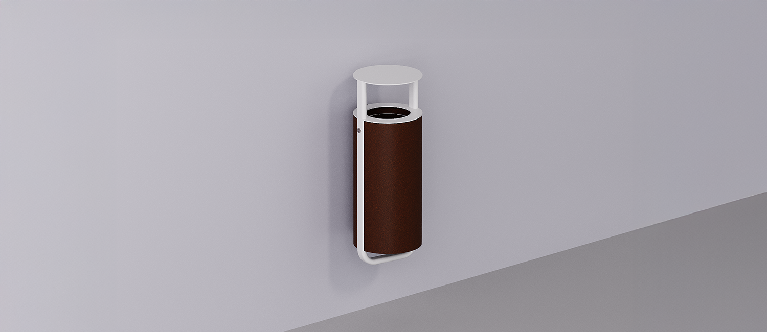Diapason litter bin wall mounting with lid