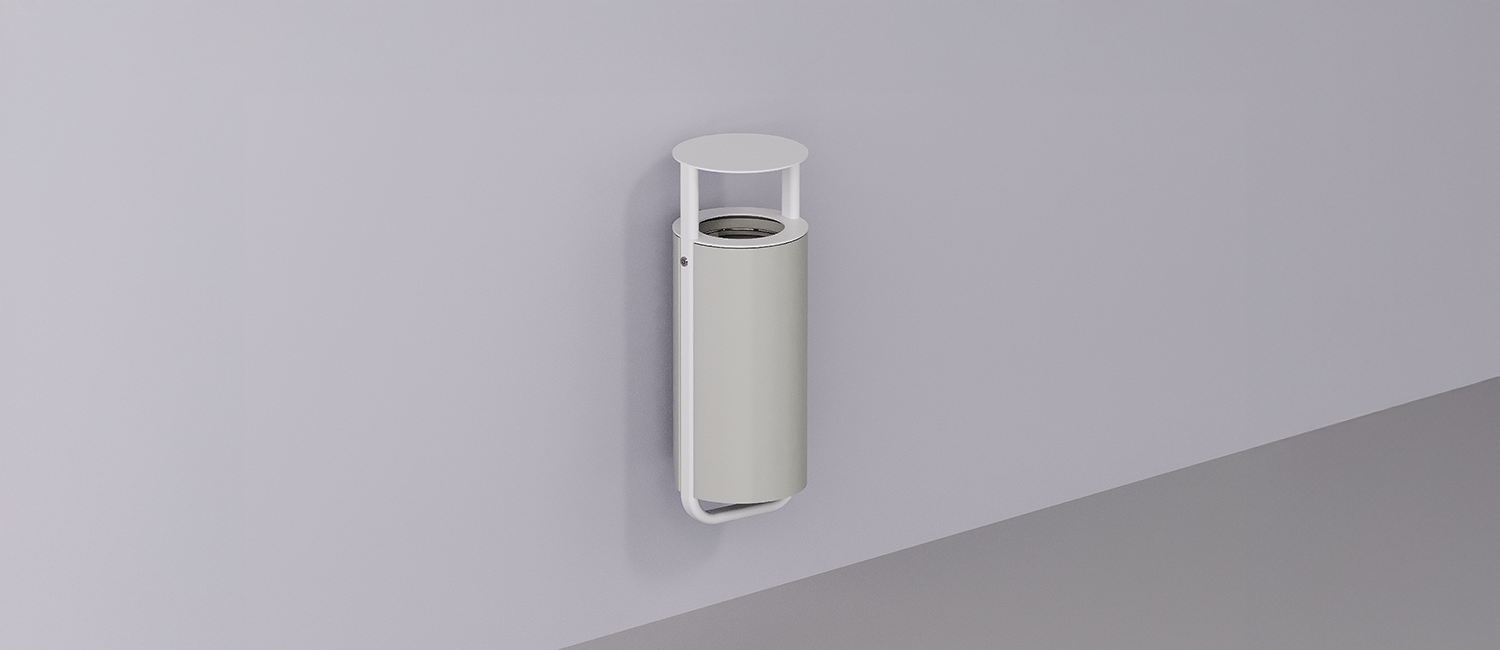Diapason litter bin wall mounting with lid