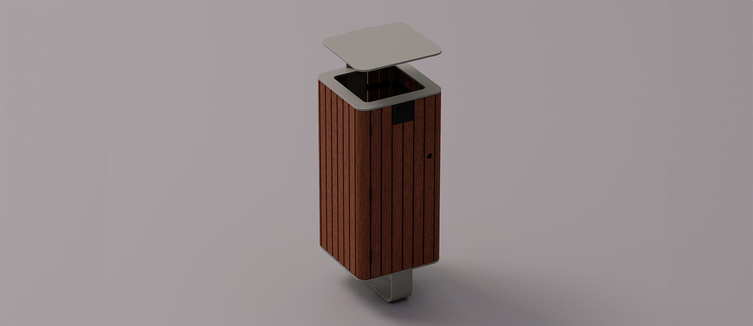 Cestino Io con rivestimento in legno vista 1