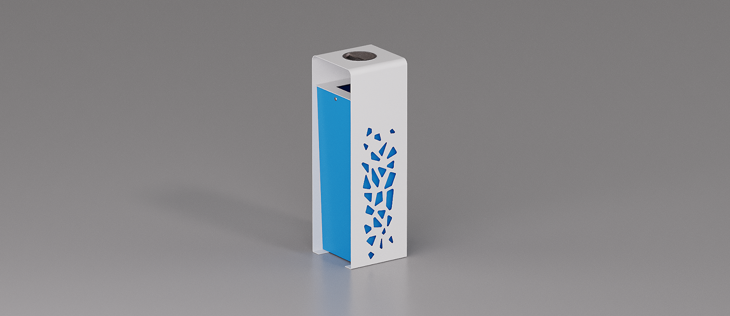 Komete litter bin with lid and ashtray