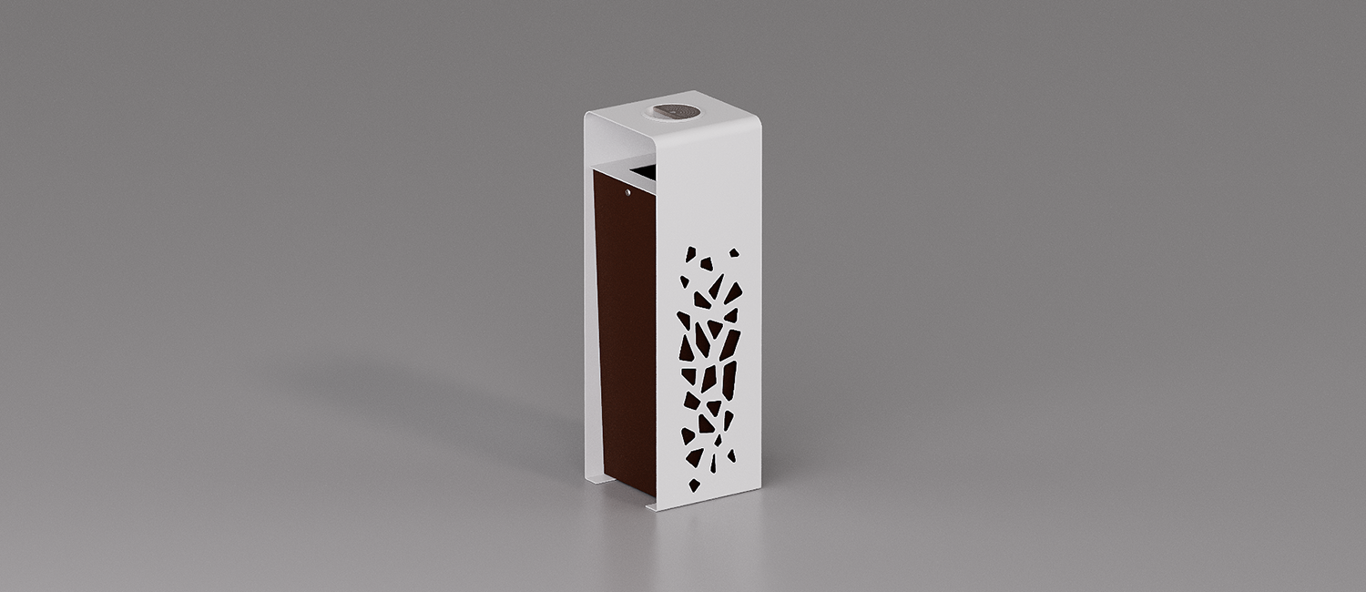 Komete litter bin with lid and ashtray
