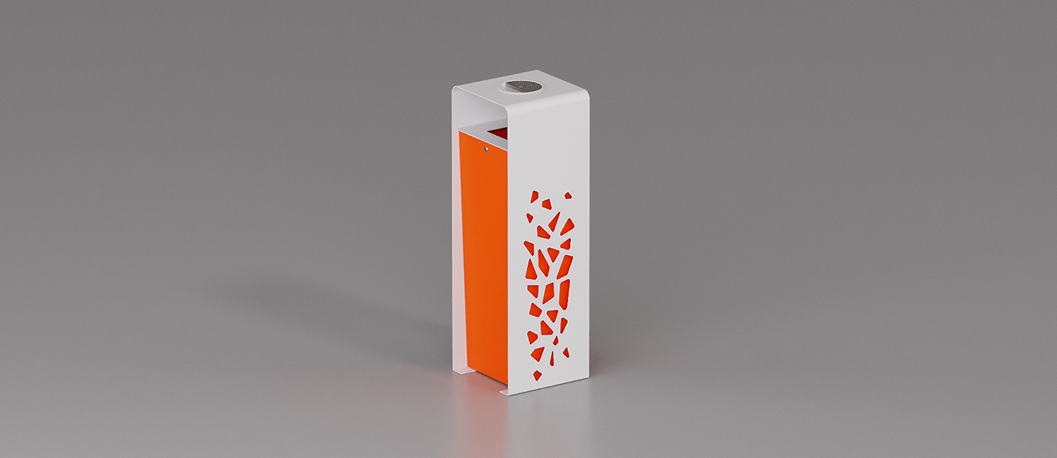 Komete litter bin with lid and ashtray