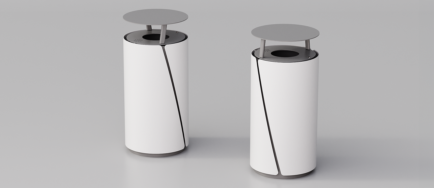 Bob large trash bin with lid and ashtray