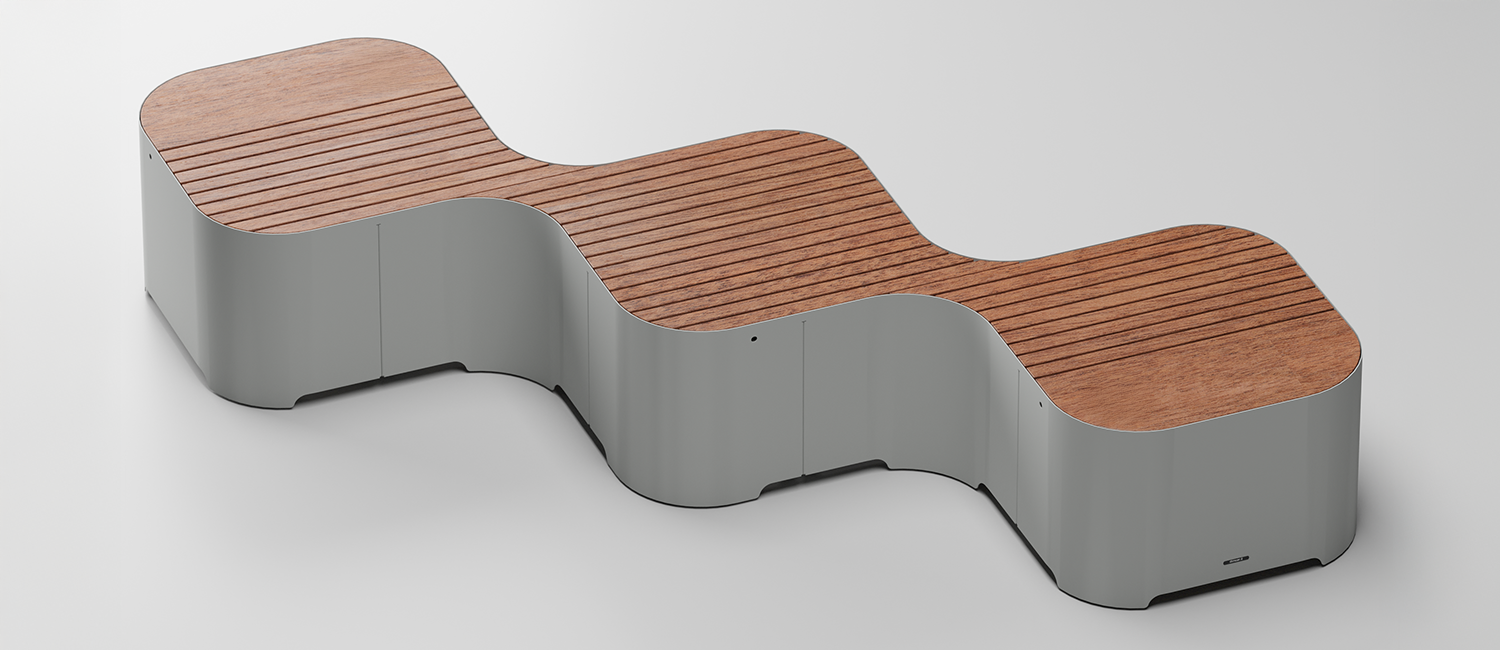 Panca Pinch a 3 moduli in linea per sole sedute vista 1