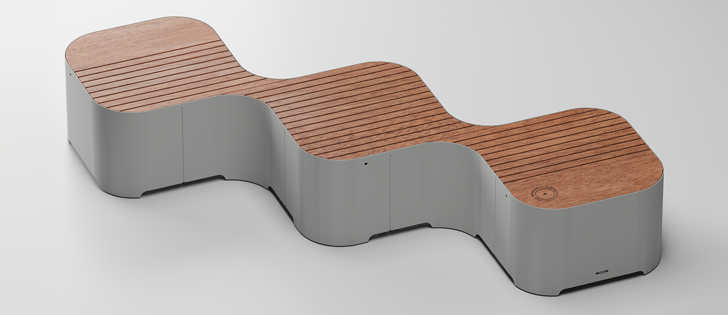 Panca Pinch a 3 moduli in linea per sole sedute vista 2