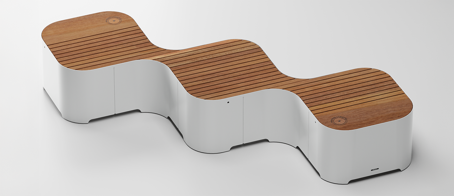 Panca Pinch a 3 moduli in linea per sole sedute vista 3
