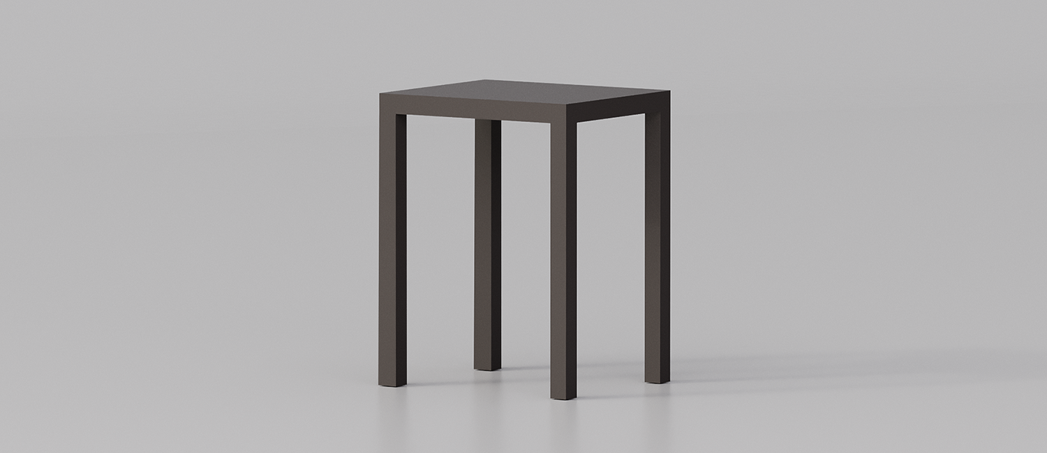 Simply outdoor bench with sheet metal seat