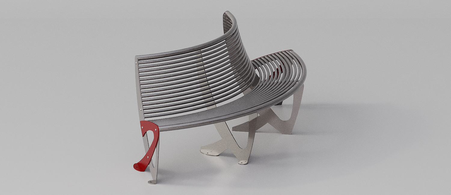 Teulada bench with convex seat