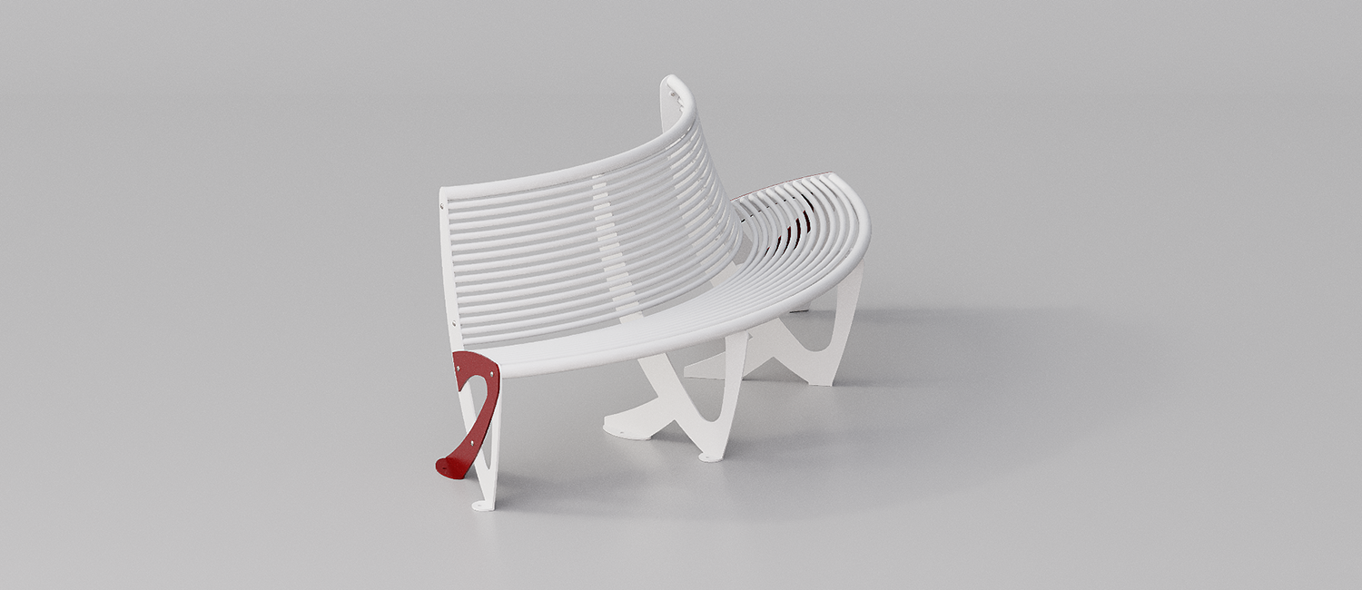 Teulada bench with convex seat