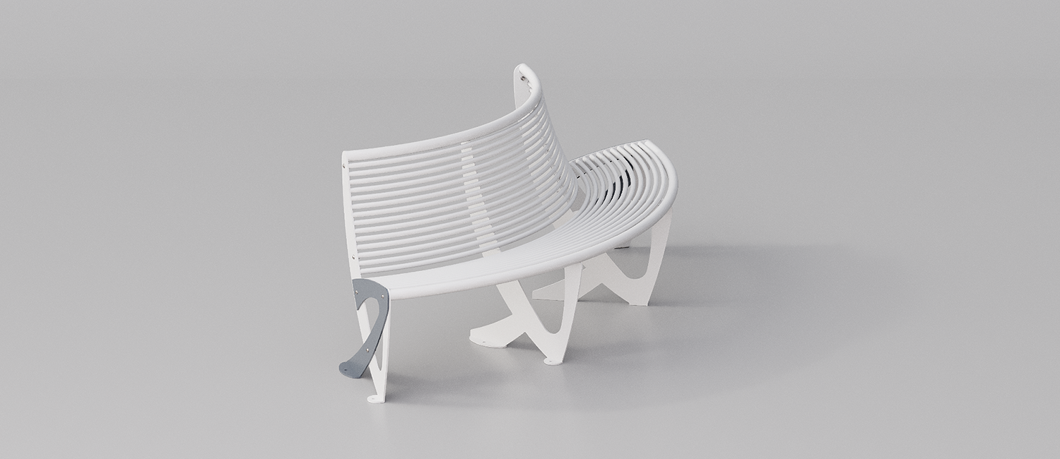 Teulada bench with convex seat