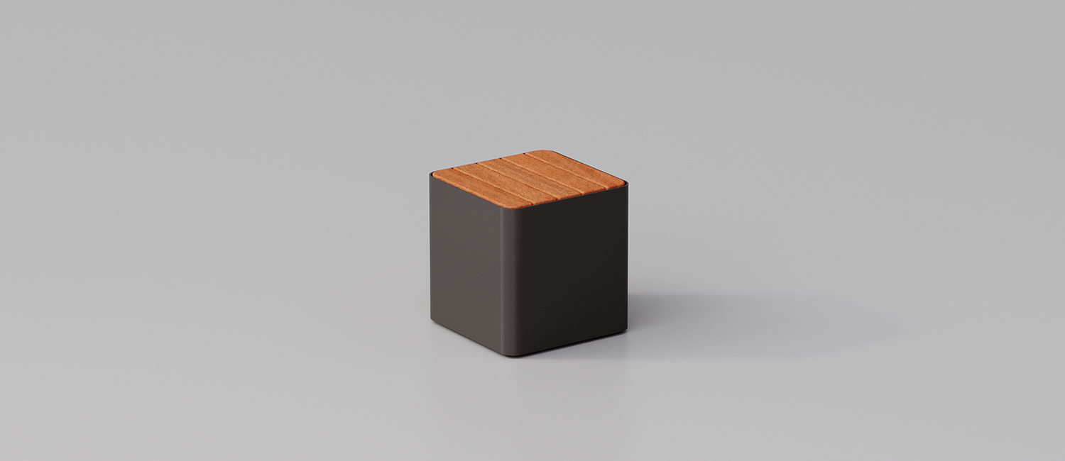 Seduta Cubik con listoni in legno vista 1