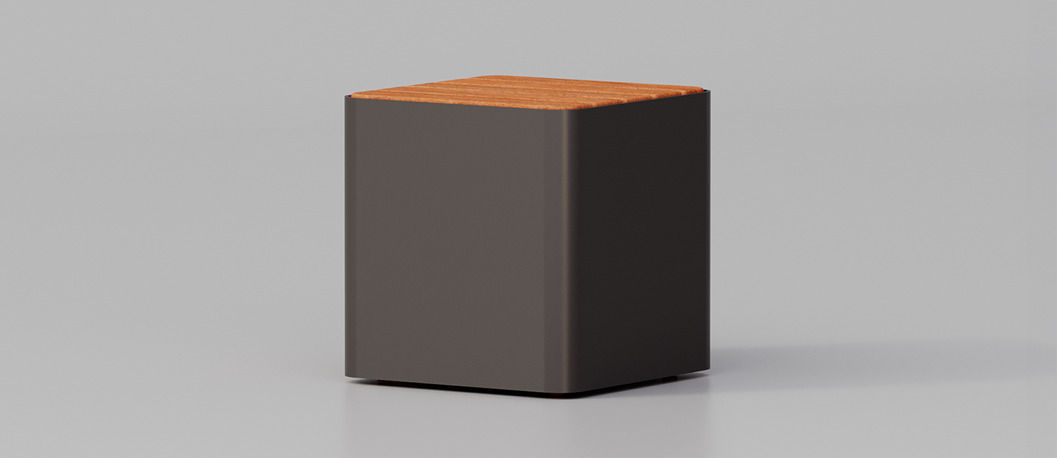 Seduta Cubik con listoni in legno vista 2