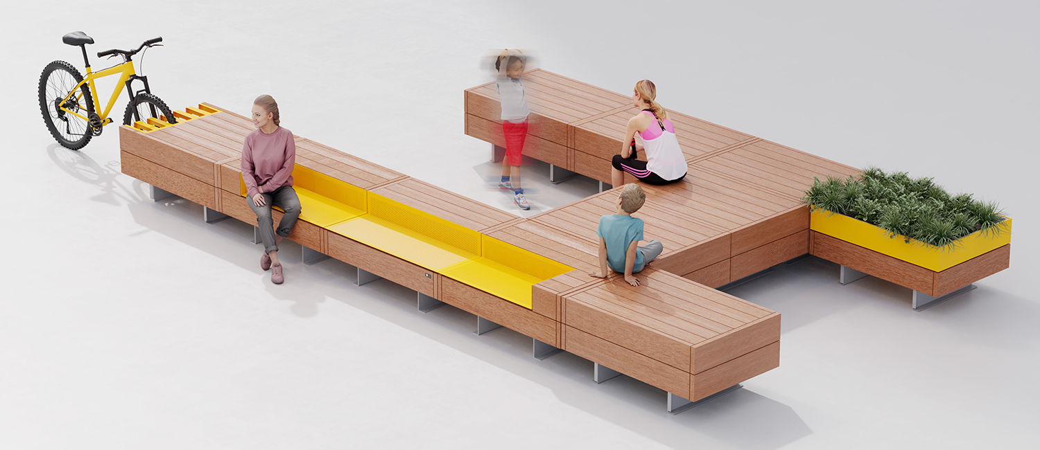 Noi seat with bike rack