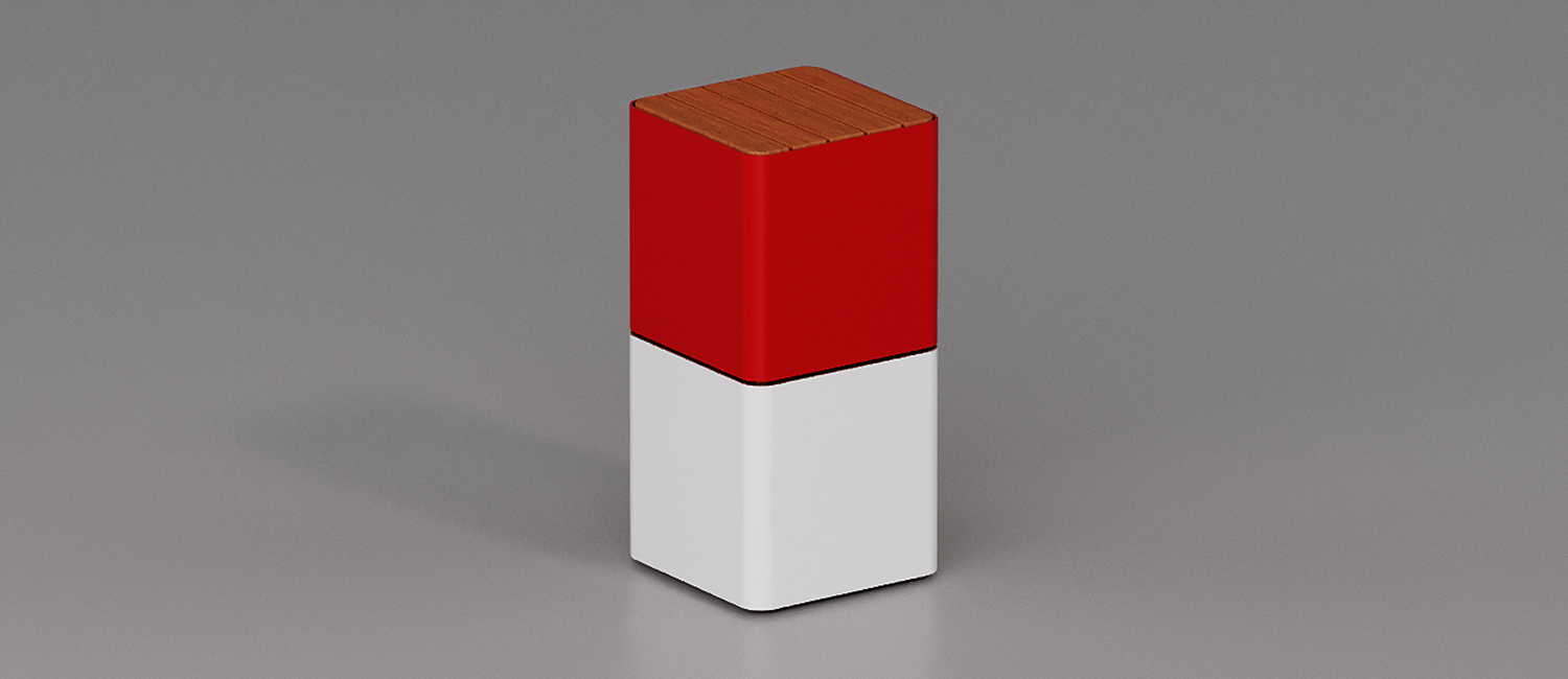 Cubik table with Okumè wood top