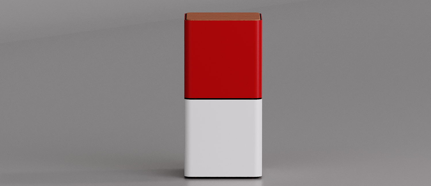 Cubik table with Okumè wood top