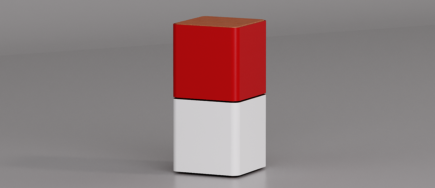 Cubik table with Okumè wood top