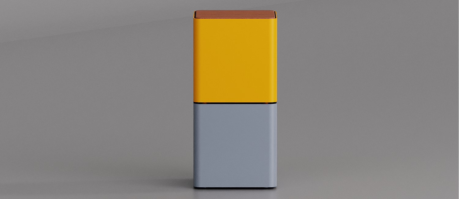 Cubik table with Okumè wood top