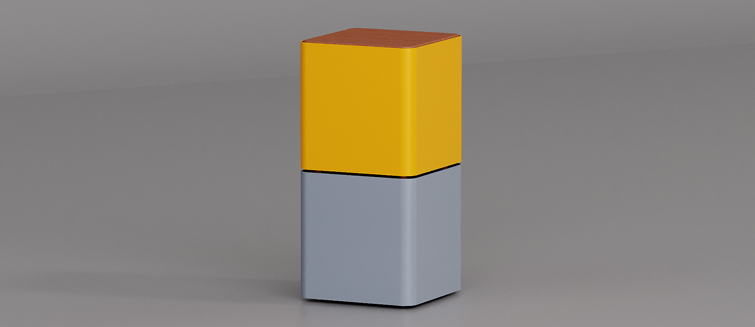 Cubik table with Okumè wood top