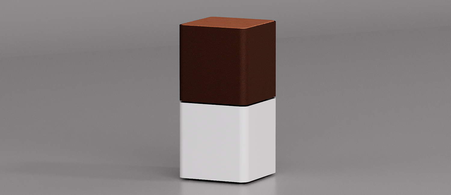 Cubik table with Okumè wood top