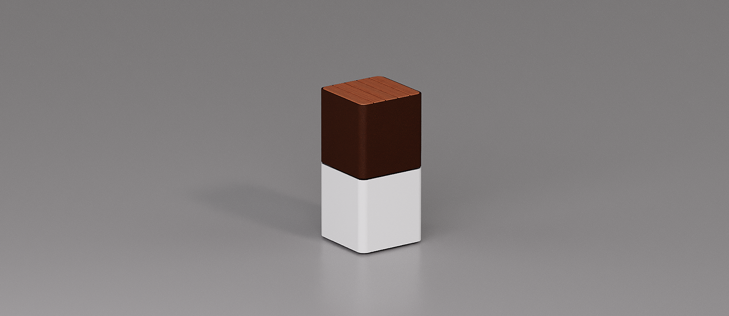 Cubik table with Okumè wood top