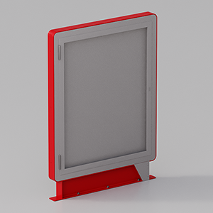 Double-sided floor-standing pop-up noticeboard with opening door cm100x140h