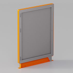 Double-sided floor-standing PopUp noticeboard with opening door 140x200cm