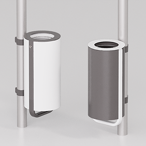 Diapason litter bin pole mounting