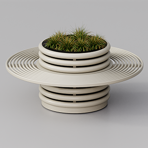 Flower Box Azalea with circular bench