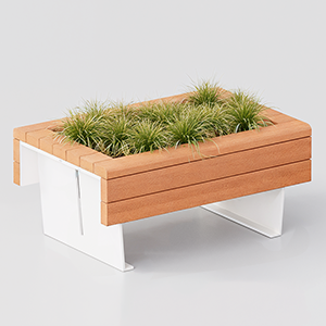 Flea flower box with Okumè wood planks
