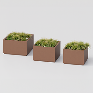 Rusty planter in painted steel