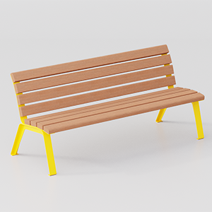 Betty bench with Okumè wood planks without armrest