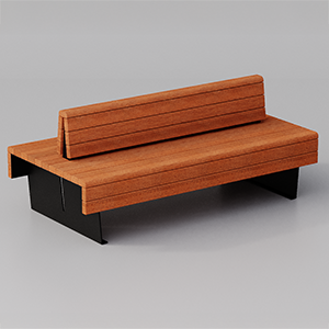 Bench Flea with Okumè wood planks