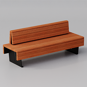 Flea bench double seat with Okumè wood planks