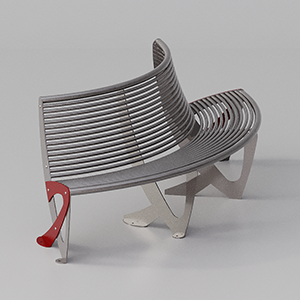Teulada bench with convex seat