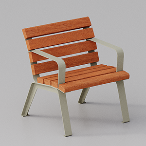 Single place seat Betty with armrests and Okumè wood planks