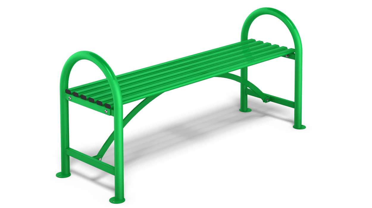 Bench without backrest for street furniture made of steel, model Genius.