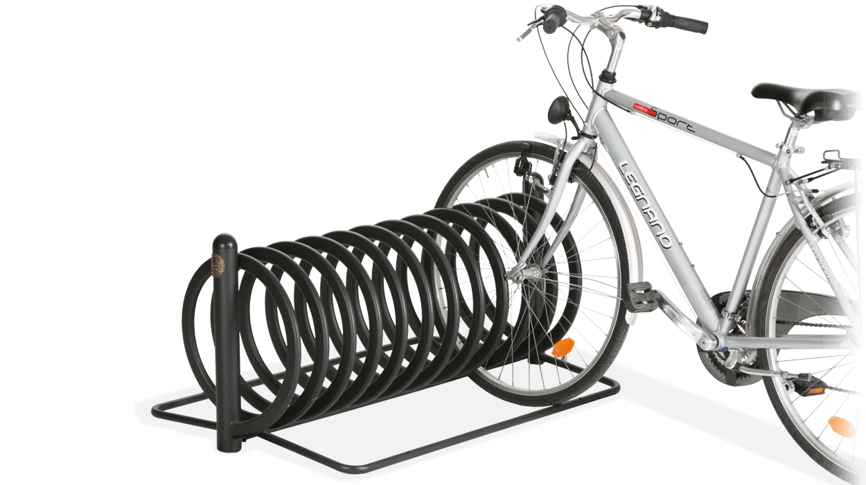 Rastrelliere per biciclette in acciaio zincato, per arredo urbano, Modello Elix.