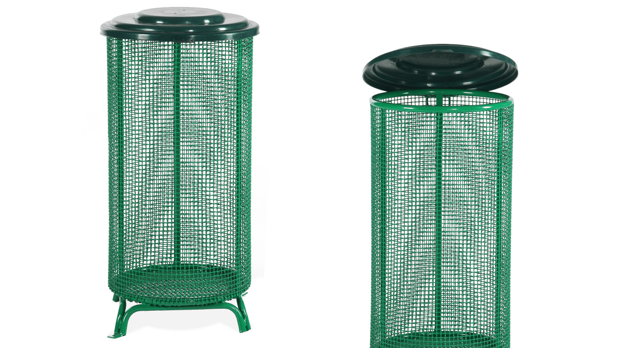 Contenitore porta rifiuti in rete metallica a maglia quadra, modello Eco.