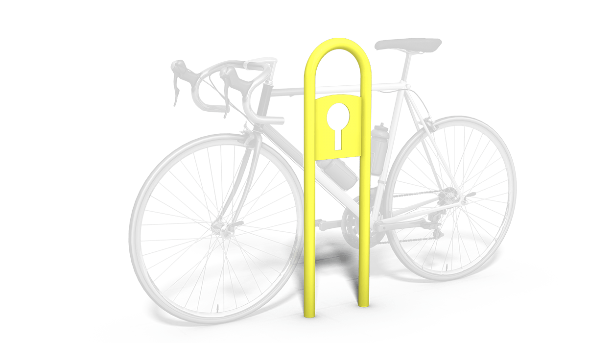Porta bici ad arco per arredo urbano realizzato in metallo modello Lucchetto.