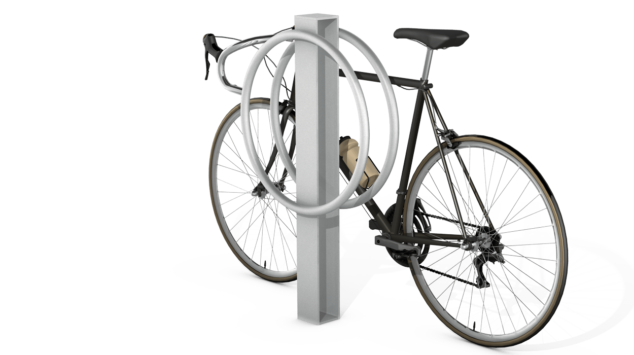 Vertical zinc-plated steel binoculars for urban furniture model Ring.
