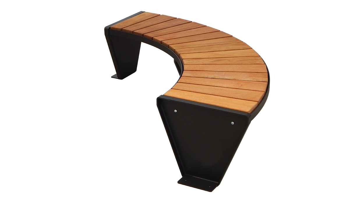 Panca curva modello Round in acciaio e legno