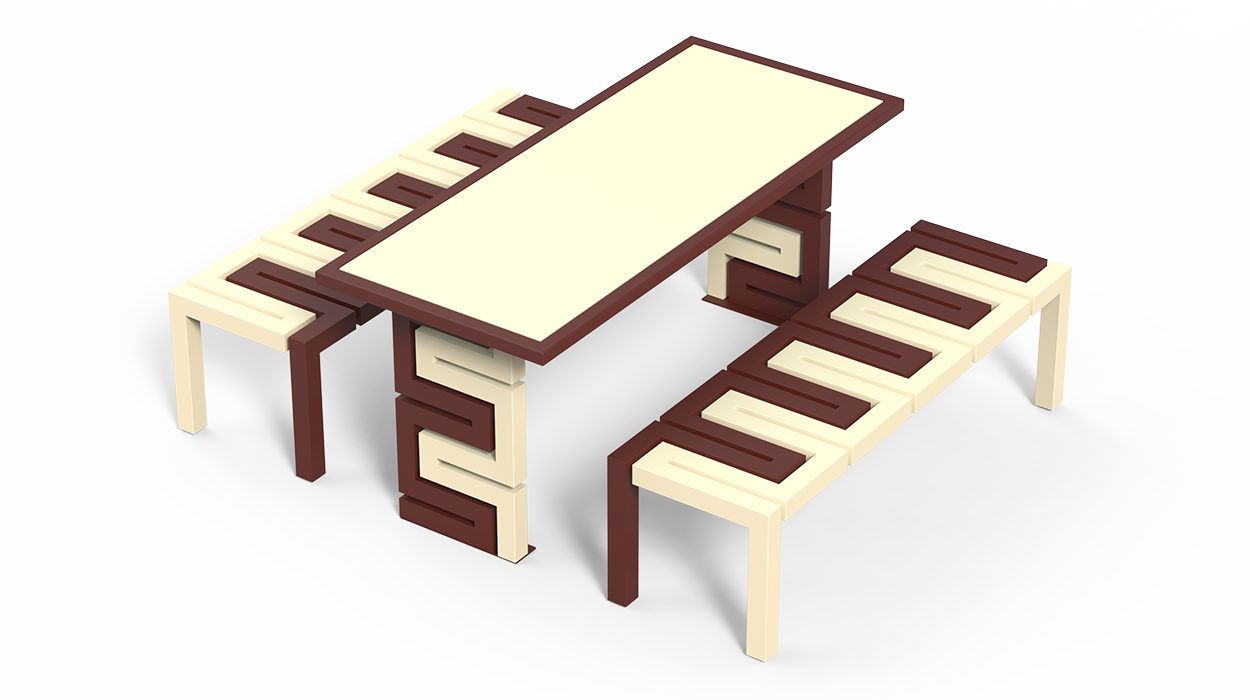Snake model picnic table for public spaces