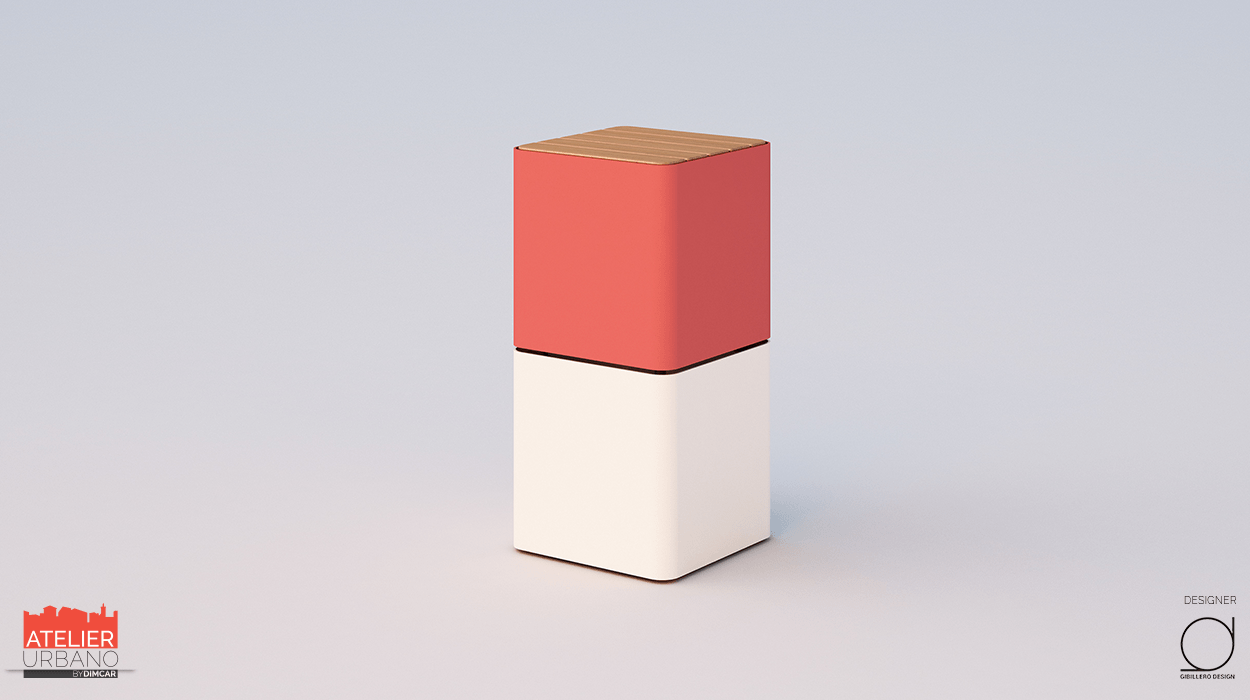 Tavolino Cubik con listoni in legno