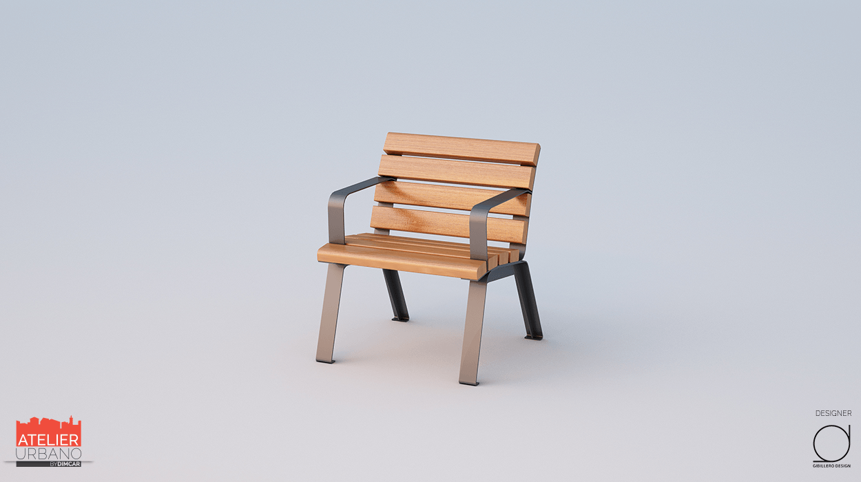 Single place seat Betty with armrests and OKUME' wood planks