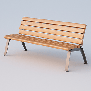 Betty bench with OKUME wood planks without armrest